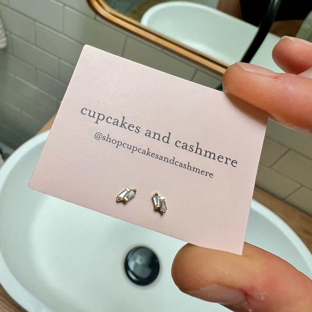 cupcakes and cashmere The Violet stud CZ earrings- new!